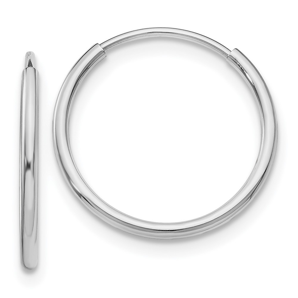 14k White Gold Polished Endless Tube Hoop Earrings 16 L X 16 Mm W